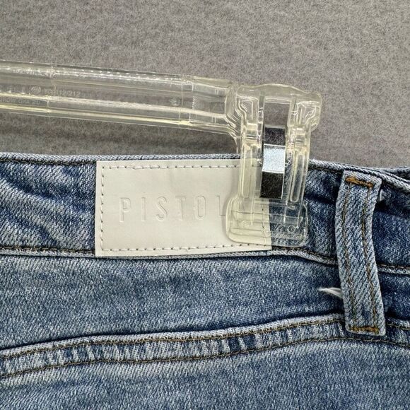 Pistola Womens Medium Wash Blue High-Rise Distressed Straight Jeans Size 31 - Picture 5 of 11